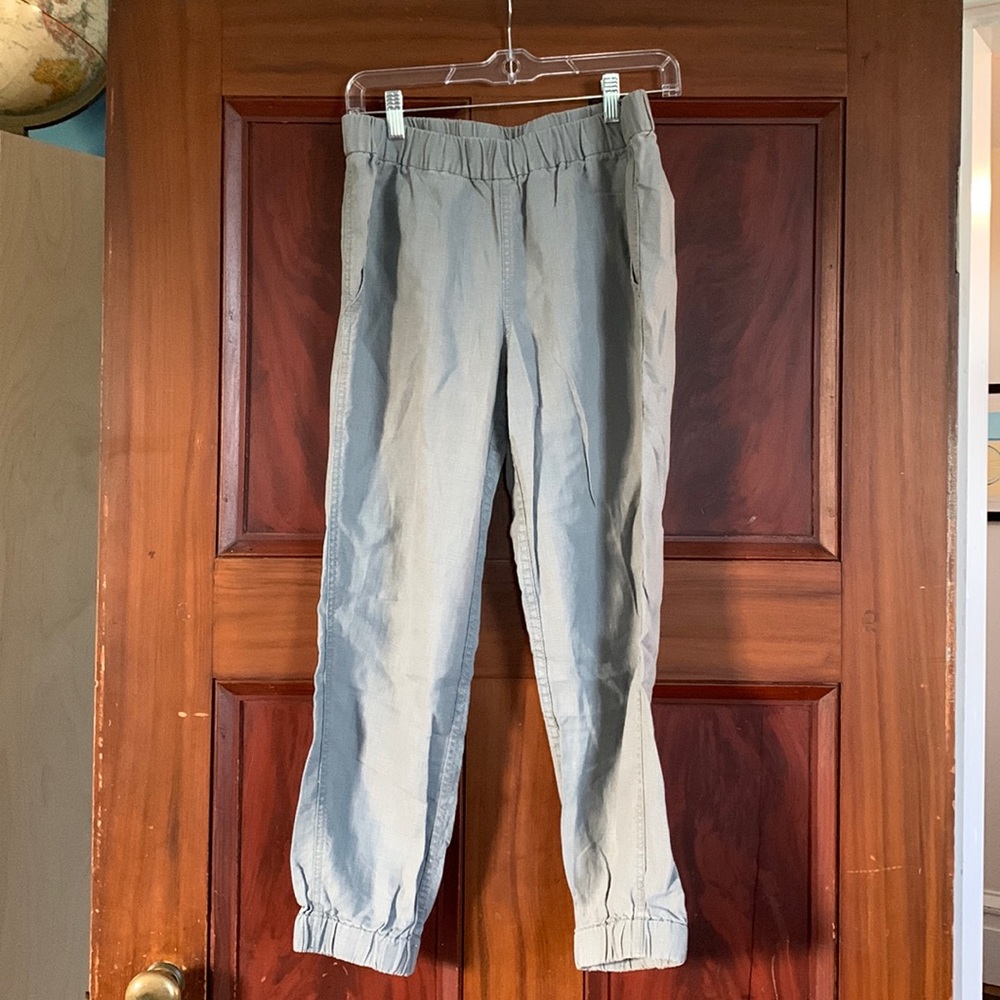 J. Crew Seaside Jogger Pant Linen Blend Grey Pockets Style C4330